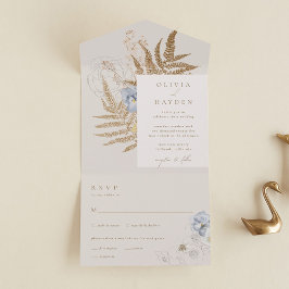 Todo En Uno Boho Botanical All in One Wedding Invitación