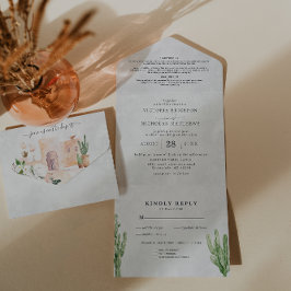 Todo En Uno Boho Desert Cactus | Invitación a una boda