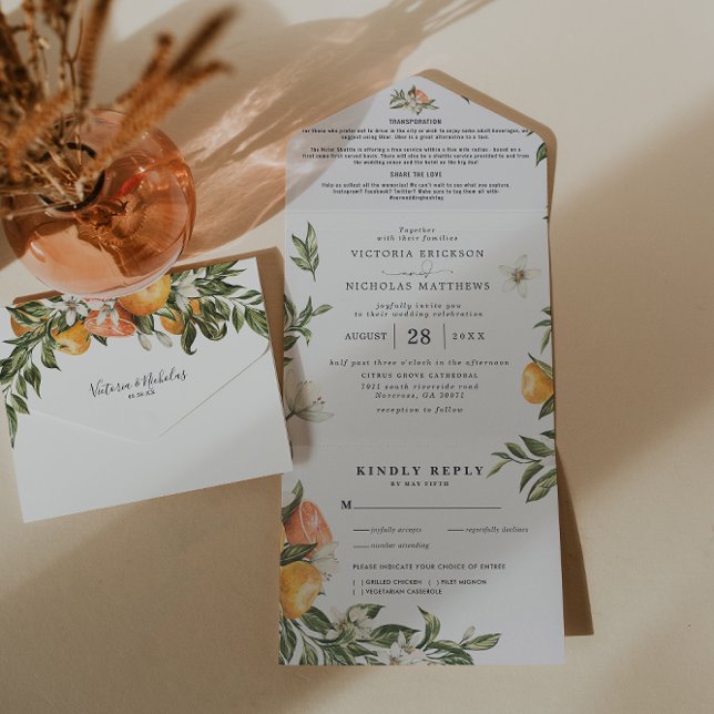 Todo En Uno Citrus Orchard Botanic | Invitación a una boda (Subido por el creador)