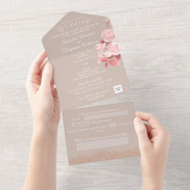 Todo En Uno Elegante carta de invitación a Rosa de Moda