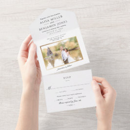 Todo En Uno Elegante invitación simple de matrimonio por fotog