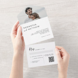 Todo En Uno Elegante Monograma de Letra Moderna Invitación de 
