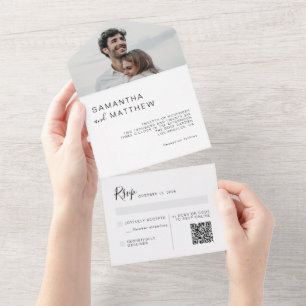 Todo En Uno Elegante Monograma de Letra Moderna Invitación de