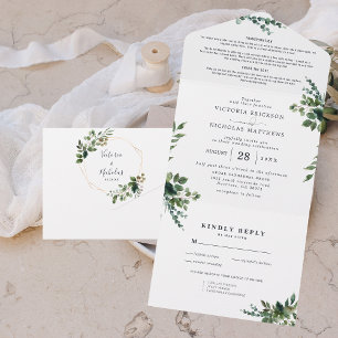 Todo En Uno Eucalyptus Greenery Invitación a una boda