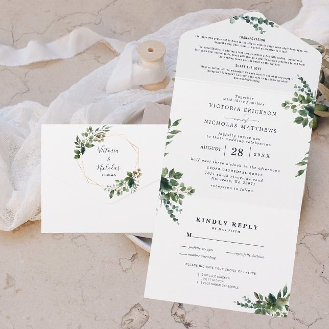 Todo En Uno Eucalyptus Greenery | Invitación a una boda (Subido por el creador)