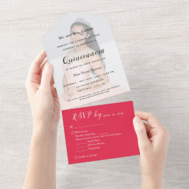 Todo En Uno Fondo de Foto Rojo Brillante Invitación de Evento 