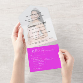 Todo En Uno Fondo para Fotos de Color Rosa Invitación de Event