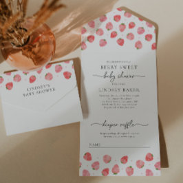 Todo En Uno Invitación a Baby Shower de fresa | Berry Baby