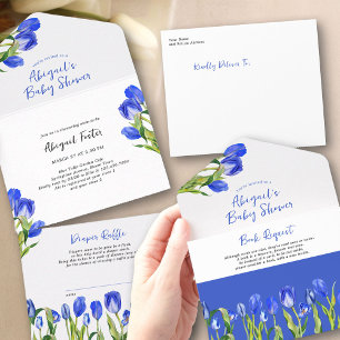 Todo En Uno Invitación a Baby Shower de Tulipanes de Primavera