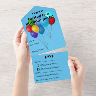 Todo En Uno Invitación a fiesta de cumpleaños