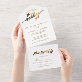 Todo En Uno Invitación a guión elegante de oro