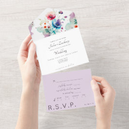 Todo En Uno Invitación a la boda acuarela floral