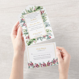 Todo En Uno Invitación a la Boda Católica Invierno Ava con RSV