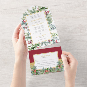 Todo En Uno Invitación a la boda cristiana de invierno de Ava