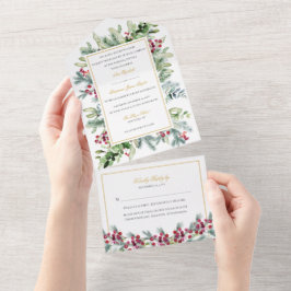 Todo En Uno Invitación a la boda de Ava Winter Berries con RSV