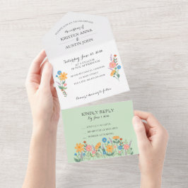 Todo En Uno Invitación a la boda de flores silvestres de veran
