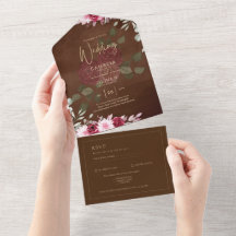 Invitación a la boda de invierno con flores de bor