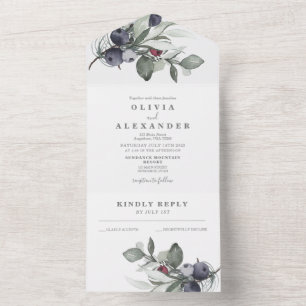 Todo En Uno Invitación a la boda de Invierno y Verdor