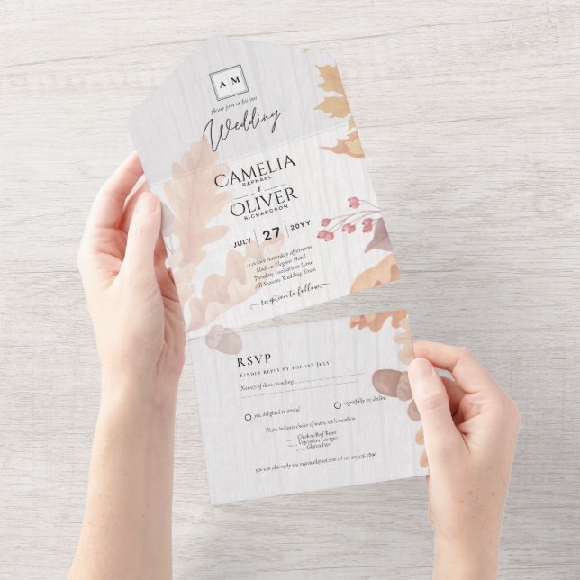 Todo En Uno Invitación a la boda de la caída de LeahG Terracot (desgarro)