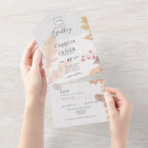 Todo En Uno Invitación a la boda de la caída de LeahG Terracot