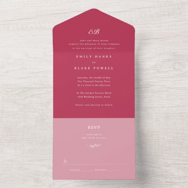 Todo En Uno Invitación a la boda de Marsella (Interior)