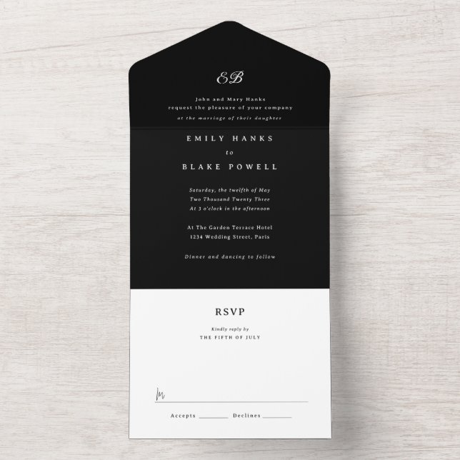 Todo En Uno Invitación a la boda de Marsella (Interior)