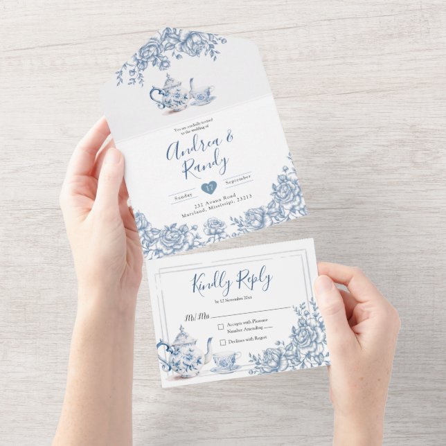 Todo En Uno Invitación a la boda del Fiesta del té de la Victo (desgarro)