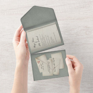 Todo En Uno Invitación a la boda del libro de notas de amor de