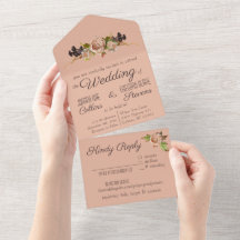 Invitación a la boda floral vintage de Rubor y Plu