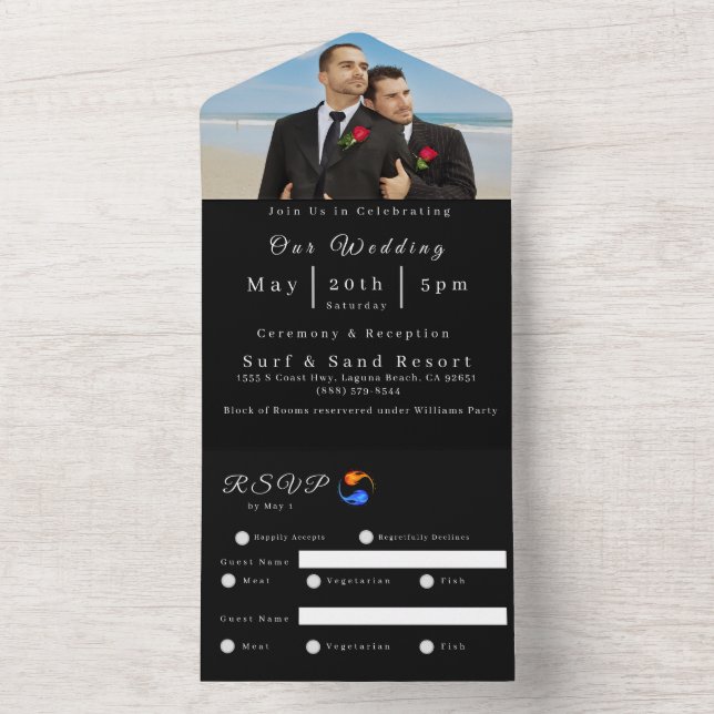 Todo En Uno Invitación a la boda fotográfica-Boda de la llama  (Interior)