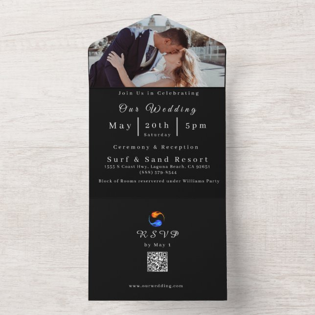 Todo En Uno Invitación a la boda fotográfica-código QR- (Interior)