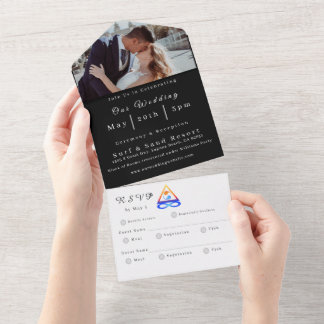 Todo En Uno Invitación a la boda fotográfica-Llama gemela-