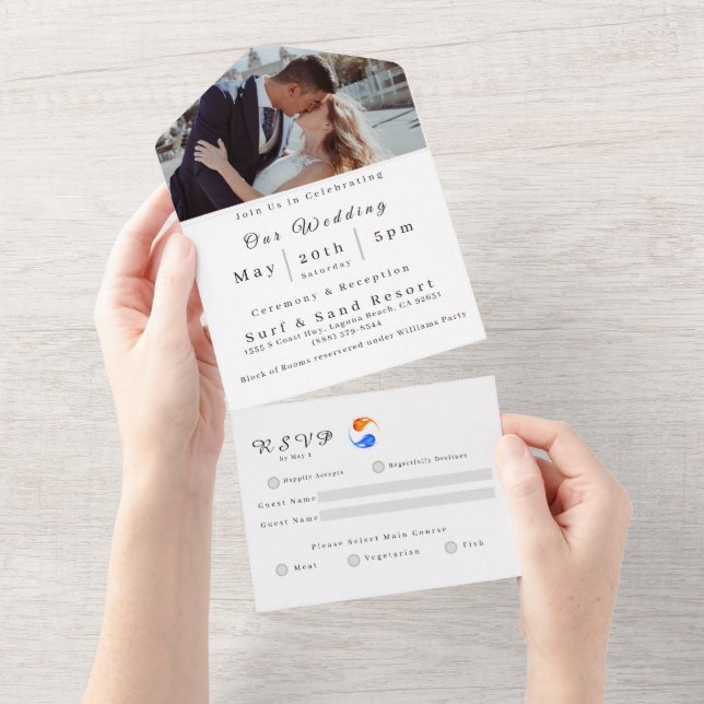 Todo En Uno Invitación a la boda fotográfica-Llama gemela- (desgarro)