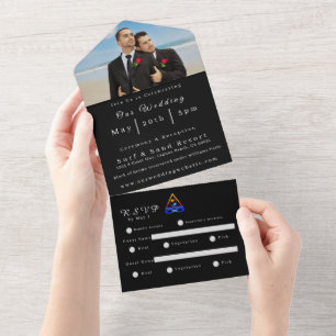 Todo En Uno Invitación a la boda fotográfica-Símbolo de llama 