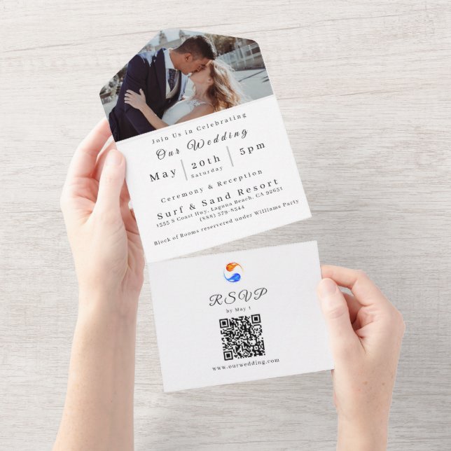 Todo En Uno Invitación a la boda fotográfica - Tema del Boda d (desgarro)