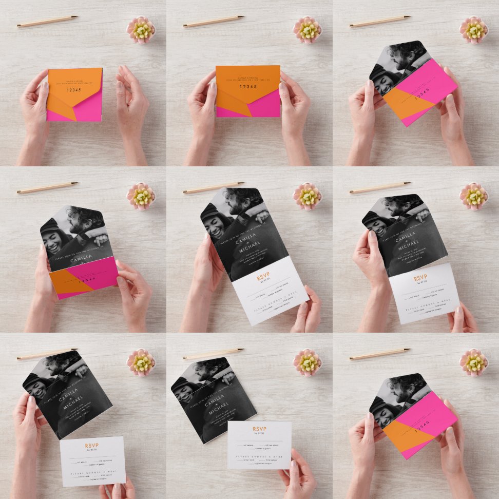 Todo En Uno Invitación a la boda moderna de verano brillante