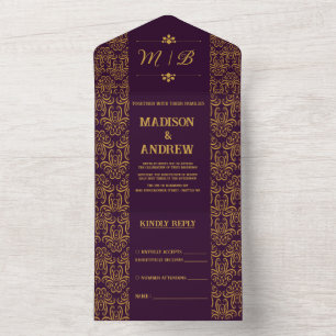 Todo En Uno Invitación a la boda púrpura real