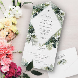 Todo En Uno Invitación a la boda tropical, boda de destino