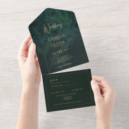 Todo En Uno Invitación a la Boda Verde de Oro de la Selva Esme