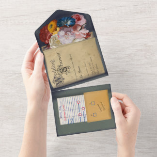 Todo En Uno Invitación a la ducha de bodas de libros de la Bib