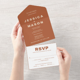 Todo En Uno Invitación a RSVP a una boda moderna de Boho Jewel