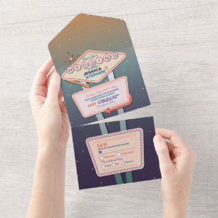 Todo En Uno Invitación a RSVP de casamiento del Casino Boda de