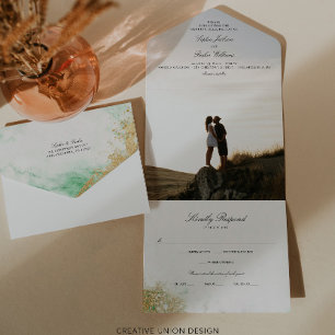 Todo En Uno Invitación a una boda de mármol de lujo