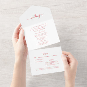 Todo En Uno Invitación a una boda de Roses Rojos