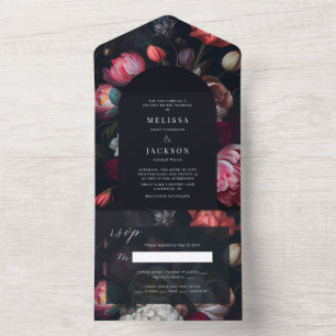 Todo En Uno Invitación al Arco Boda Floral de Moody Peony