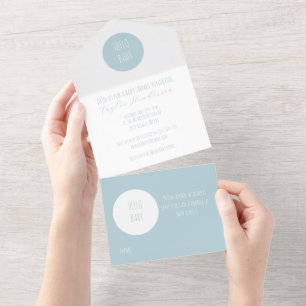 Todo En Uno Invitación Baby Shower al Personalizable azul mode