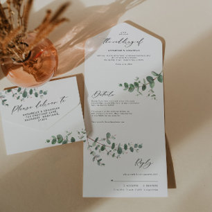 Todo En Uno Invitación botánica del boda Eucalyptus + rsvp