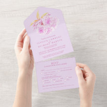 Invitación comida foto acuarela flor de lilas de b