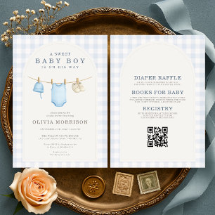 Todo en uno Invitación de Baby Shower a Cuadros pa