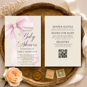 Todo en Uno Invitación de Baby Shower con Lazo Ros